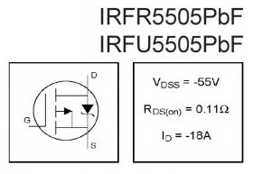 Мощный полевой транзистор IRFU5505PBF (IR) (I-pak)