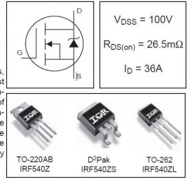 Мощный полевой транзистор IRF540ZPBF (IR) (TO220)
